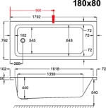 Carron Quantum Carronite 457ch - Ακρυλική Μπανιέρα Υδρομασάζ 180x80 Εκ