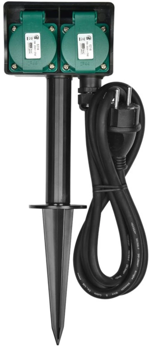 Heitech 04003652 Αδιάβροχη Διπλή Πρίζα Κήπου