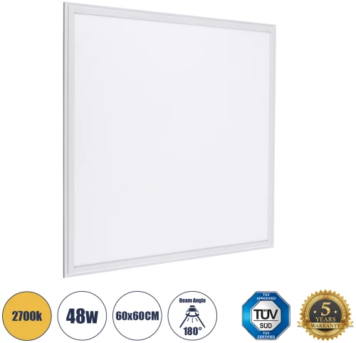 Globostar® 60211 Χωνευτό Led Panel Milky Super Slim 60x60cm 48w 4320lm 120° Cri≥80ra Ugr