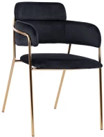 Πολυθρονακι Kelso Hm8521.04 Βελουδο Μαυρο & Επιχρυσο Ποδι 52,5x52x80υ Εκ.