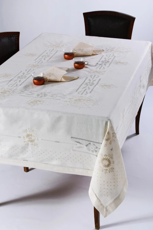 Χειροποίητο Τραπεζομάντηλο Jx57b (170cm X 220cm) Μπέζ - -