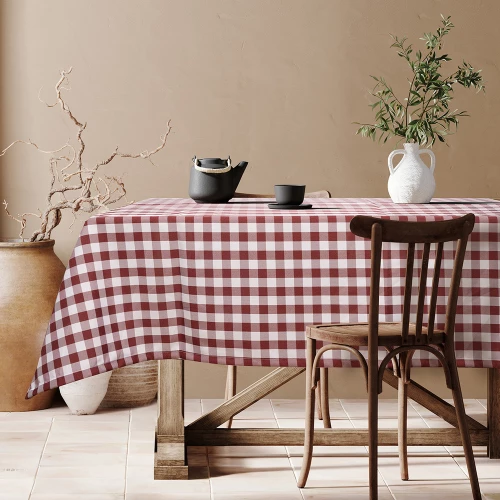 247059 Επαγγελματικο Τραπεζομαντηλο Checks Art Ε8031 100x100 Κοκκινο Beauty Home