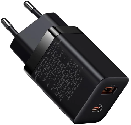 Baseus Super Pro Fast Wall Charger Usb Usb Type C 30w Power Delivery Quick Charge Black Ccsupp-e01