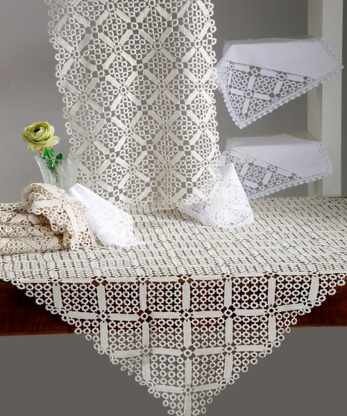 Χειροποίητο Πλεκτό Μερσεριζέ Σετ 7 Τεμαχίων Ng33 (140cm X 140cm/90cm X 90cm/50cm X 150cm/60cm X 60cm X 2/40cm X 40cm X 2) Λευκό - -