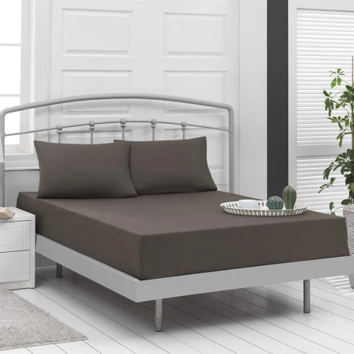 Σεντόνι Μονό Μονόχρωμο Με Λάστιχο Art 1999 110x200+30 Καφέ - -