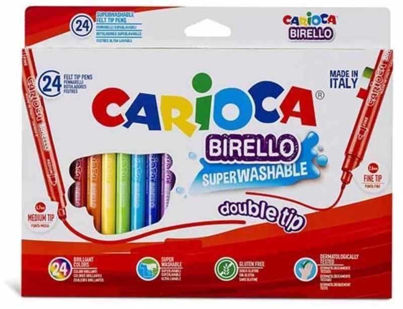 252014 Carioca Birello Μαρκαδόροι Διπλήσ Γραφήσ 24 Χρωμάτων (σετ 3 Τεμαχιων)