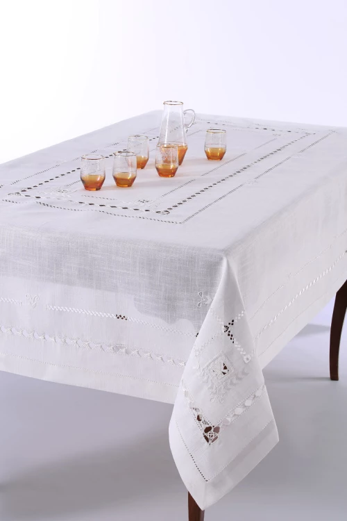 Χειροποίητο Τραπεζομάντηλο 9108 (180cm X 180cm) Λευκό - -