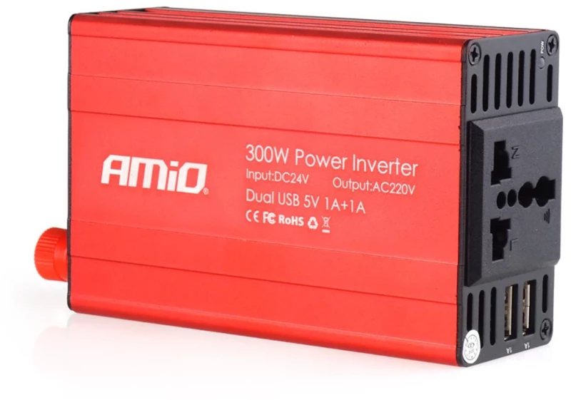 Amio Inverter 24>230v Max300w-peak600w Me 2 Usb Amio – 1 Τεμ. 02471/am