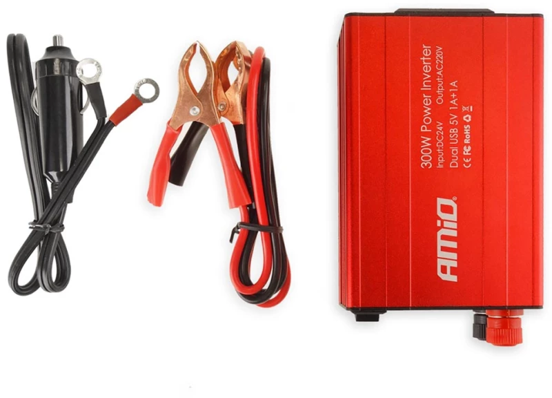 Amio Inverter 24>230v Max300w-peak600w Me 2 Usb Amio – 1 Τεμ. 02471/am