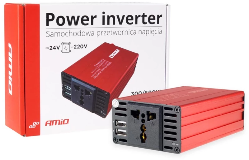 Amio Inverter 24>230v Max300w-peak600w Me 2 Usb Amio – 1 Τεμ. 02471/am