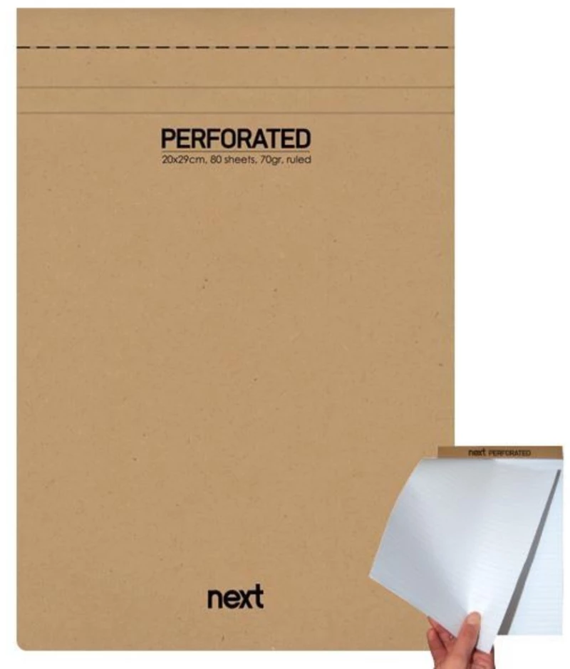 250473 Next Μπλοκ Σημειώσεων Perforated Ριγέ 20x29εκ., 80φ., 70γρ. (σετ 10 Τεμαχιων)