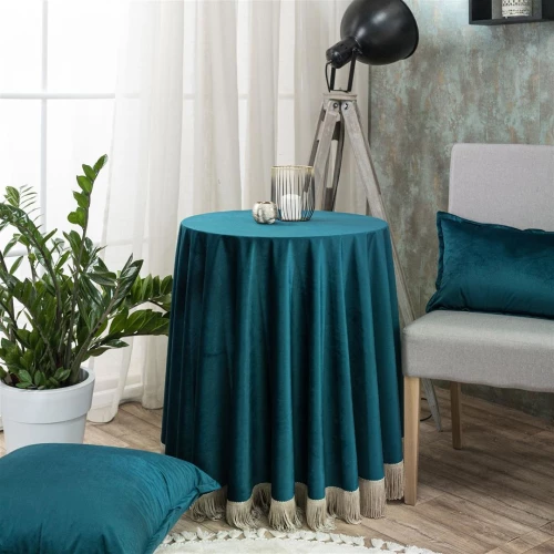 Τραπεζομάντηλο Ροτόντα 180cm Βελούδο Teoran Velvet 13 - 180 Με Κρόσι