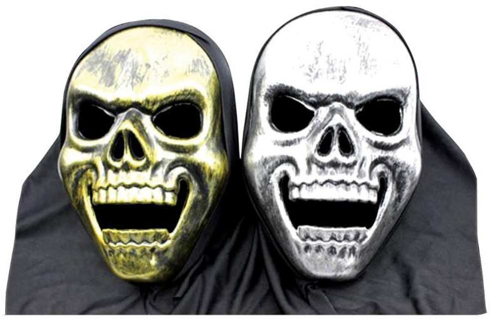 256669 Μάσκα Νεκροκεφαλή Με Κουκούλα Χρυσό-ασημί