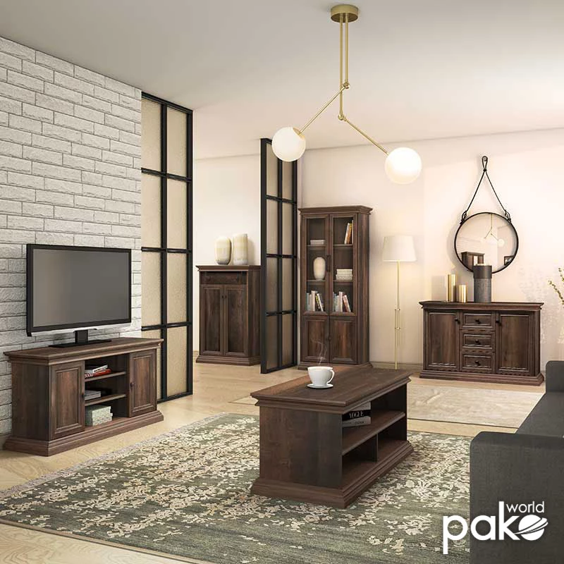 Έπιπλο Τηλεόρασης Mozart Pakoworld Χρώμα Καρυδί 121x40x65εκ