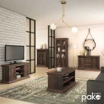 Έπιπλο Τηλεόρασης Mozart Pakoworld Χρώμα Καρυδί 121x40x65εκ