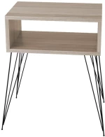 Κομοδίνο Naida Pakoworld Γκρι-μπεζ-μαύρο 45x30x59εκ