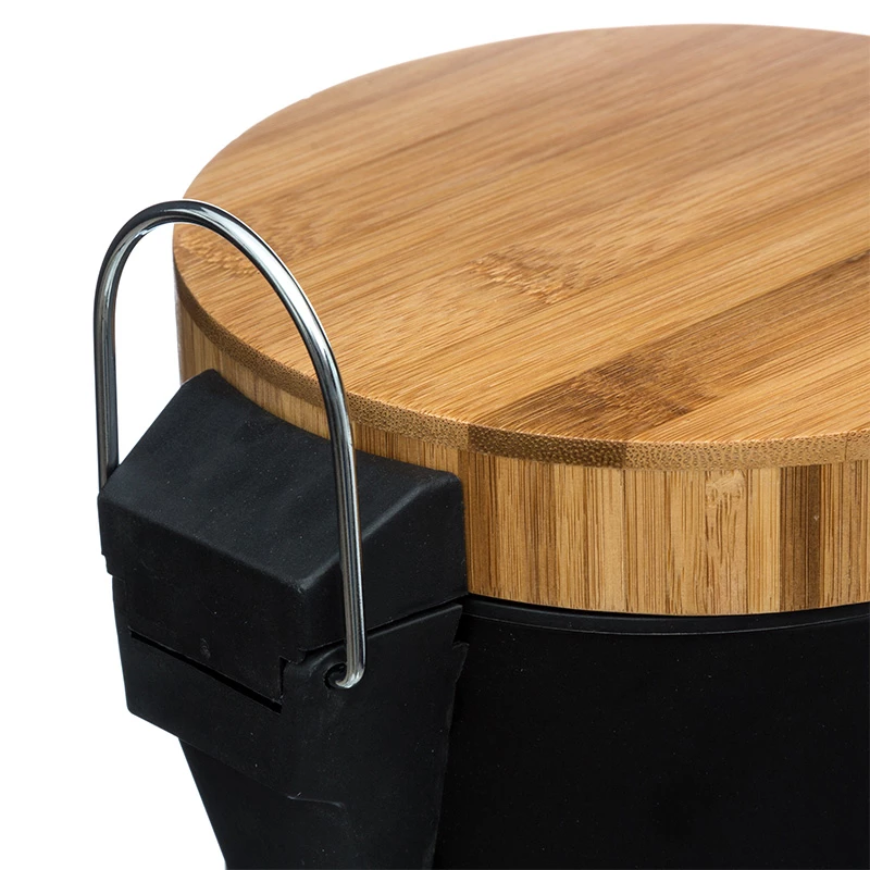 Κάδος Απορριμμάτων 3l Dustbin Pakoworld Μέταλλο-pp Μαύρο-oak