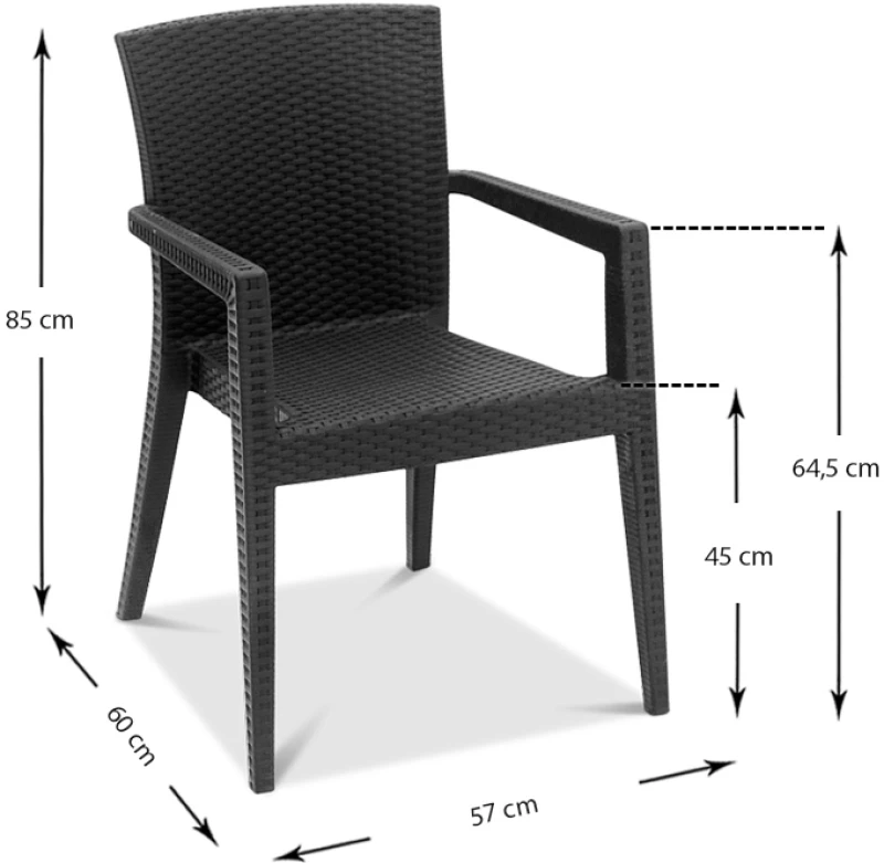 Πολυθρόνα Κήπου Bali Megapap Από Pp Χρώμα Ανθρακί 57x60x85εκ.