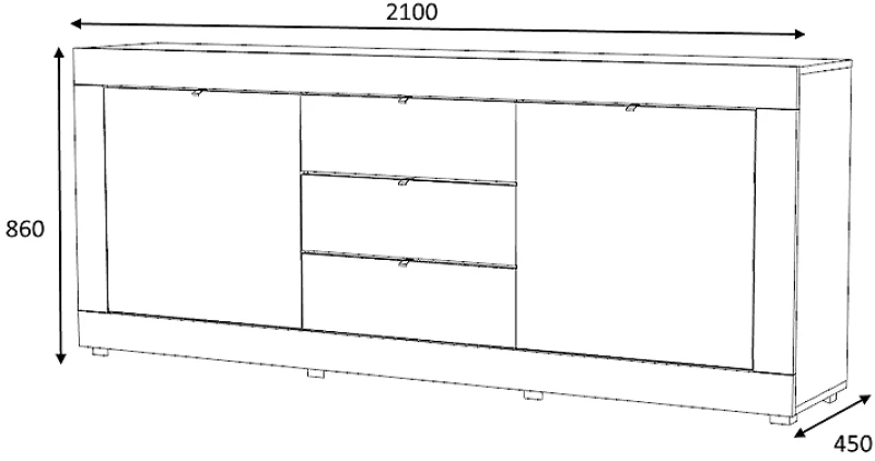 Μπουφές Μελαμίνης Ocean Megapap Χρώμα Ανθρακί 210x45x86εκ.