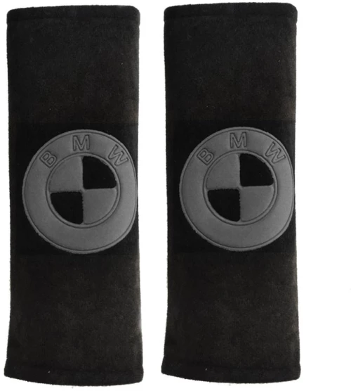 Bmw Μαξιλαρακια Για Ζωνη Ασφαλειασ 21 X 7,5 Cm Σε Μαυρο Χρωμα Με Γκρι Logo - 2 Τεμ.