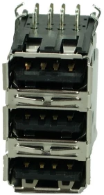 Usb 2.0 Connector Triple, Up, Silver/black