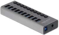 Delock Usb Hub Με Διακόπτες 63670, 10x Usb, 5gbps, Led, Γκρι