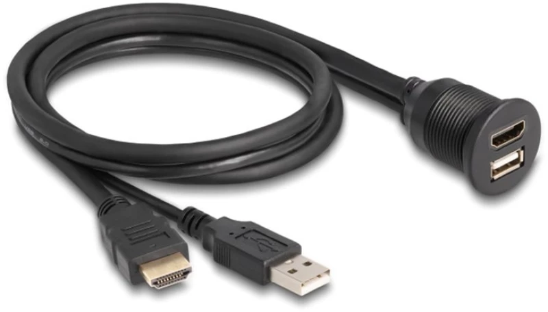Delock Καλώδιο Hdmi & Usb 87880, Αρσενικό Σε Θηλυκό, Ip67, 1m, Μαύρο