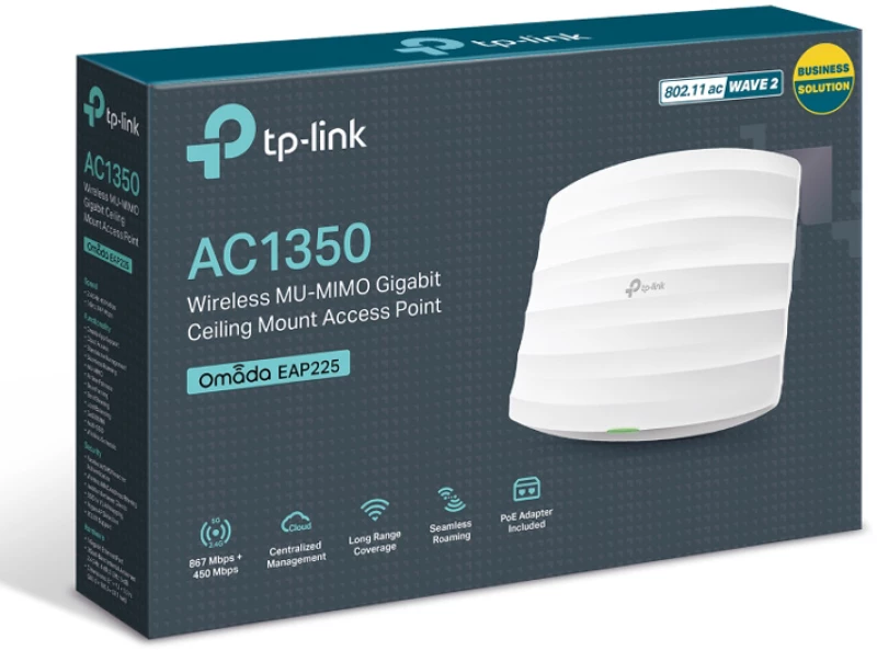 TP-LINK ασύρματο access point EAP225, AC1350, Ceiling Mount, Ver. 3.0