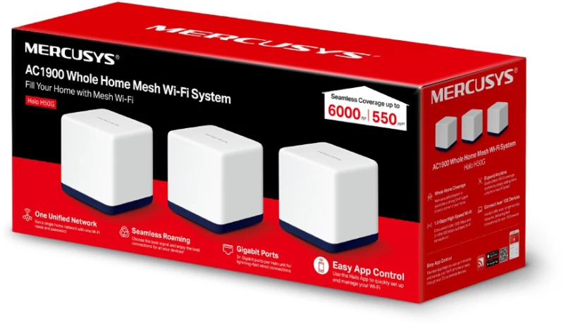 MERCUSYS Mesh Wi-Fi System Halo H50G, 1.9Gbps Dual Band, 3τμχ, Ver. 1.0