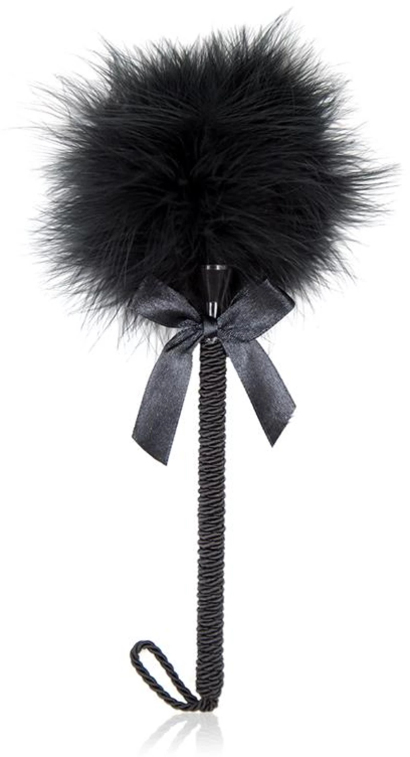 FETISH ADDICT FEATHER TICKLER WITH BOW BLACK 25cm - ΦΤΕΡΟ ΜΕ ΦΙΟΓΚΟ ΜΑΥΡΟ