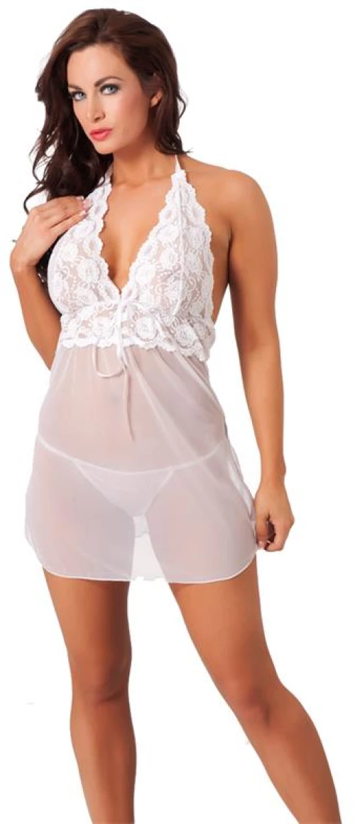 AMORABLE RIMBA MINI DRESS & G-STRING WHITE ONE SIZE