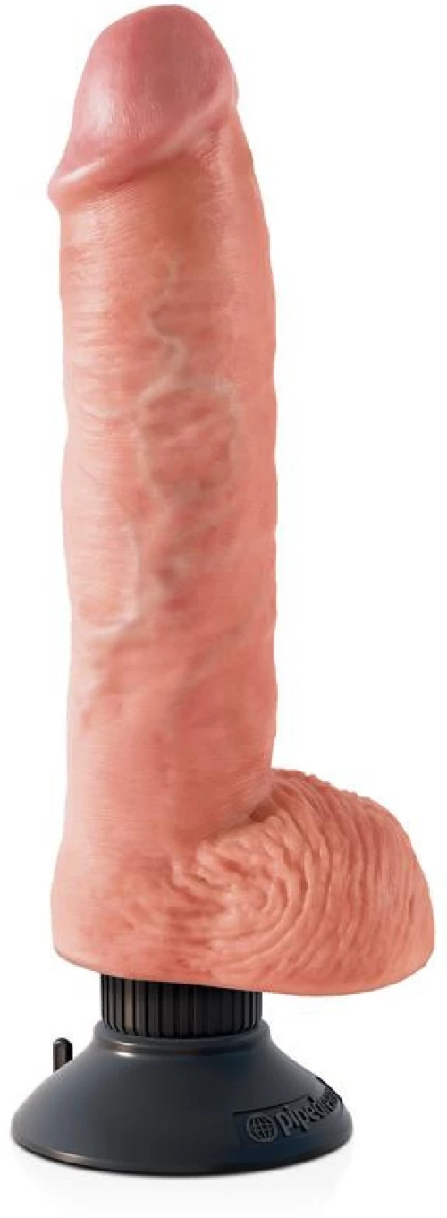 KING COCK VIBRATING COCK WITH BALLS 10" - FLESH – ΟΜΟΙΩΜΑ ΠΕΟΥΣ ΜΕ ΔΟΝΗΣΗ & ΟΡΧΕΙΣ 25.4 εκ