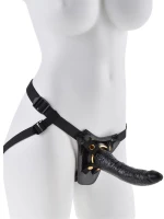 FETISH FANTASY GOLD DESIGNER STRAP-ON BLACK 18cm - ΣΤΡΑΠΟΝ ΜΑΥΡΟ 18εκ