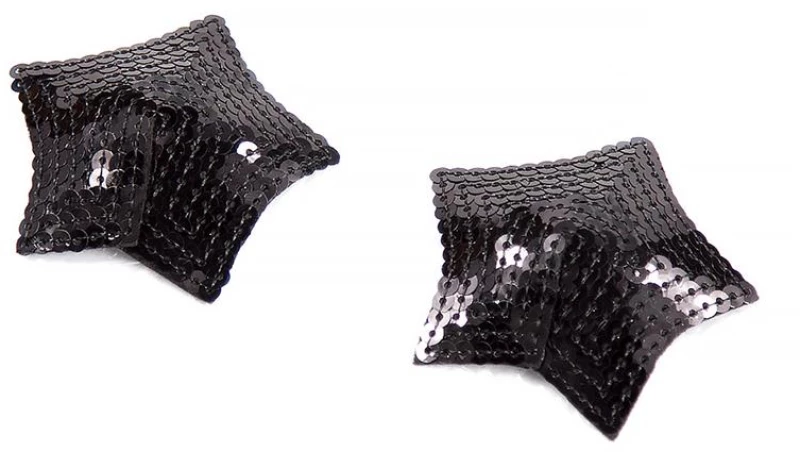 FETISH ADDICT STAR NIPPLE COVERS WITH SEQUINS BLACK