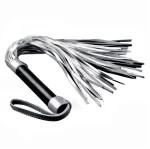 LOVETOY FLOGGER FAUX LEATHER SILVER AND BLACK 44cm