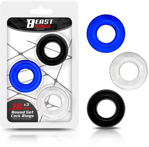 BEAST RINGS SET OF 3 PENIS RINGS 3 COLORS 1.6cm