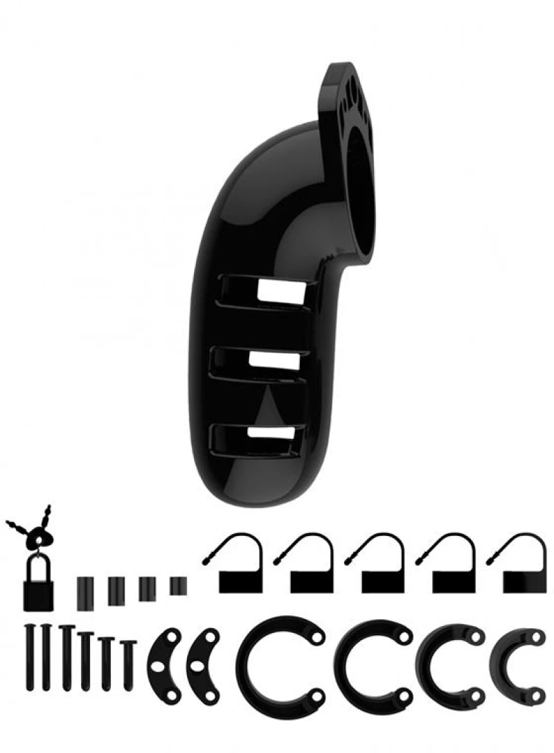 MANCAGE SHOTS MODEL 06 CHASTITY CAGE BLACK 14cm - ΚΛΟΥΒΙ ΠΕΟΥΣ ΜΑΥΡΟ 14εκ