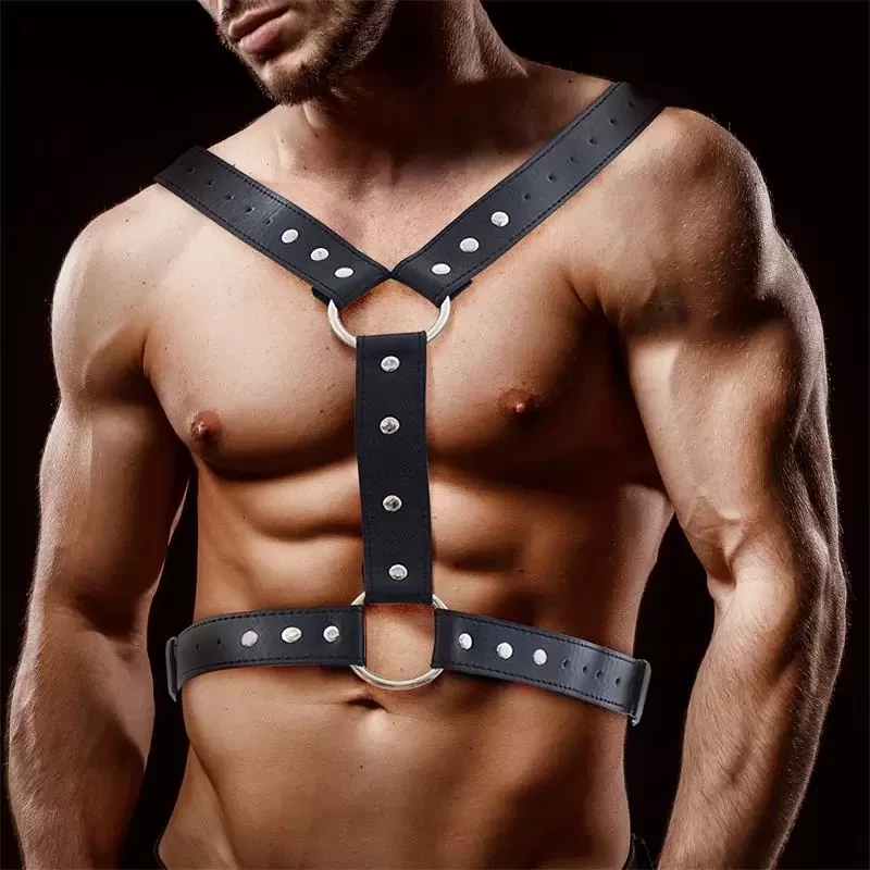 FETISH BY INTOYOU FABRIO MALE CHEST BONDAGE HARNESS VEGAN LEATHER