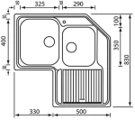 Sanitec Inox Zenith Scratch 11298 Left (83x83) - Γωνιακος Ανοξείδωτος Νεροχύτης