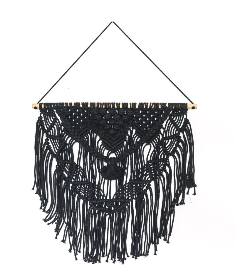 Boho Διακοσμητικό Τοίχου Βαμβακερό Macrame Rohan σε 2 Αποχρώσεις 50x50cm Μαύρο