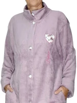 Karelpiu Ρόμπα Γυναικεία Coral Fleece Κουμπωτή - Σάπιο Μήλο