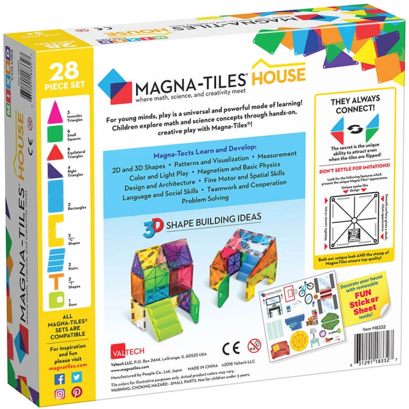 Magna-Tiles μαγνητικά Πλακίδια Mixed Colors σετ 28τμχ House