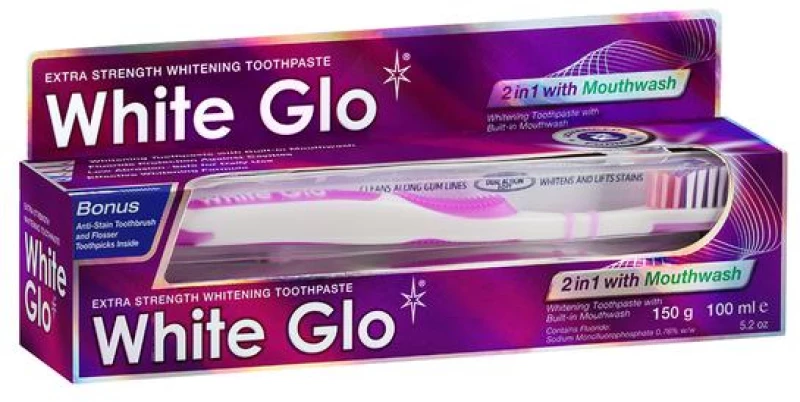 White Glo Οδοντόκρεμα 150gr 2-in-1 Whitening με Στοματικό Διάλυμα