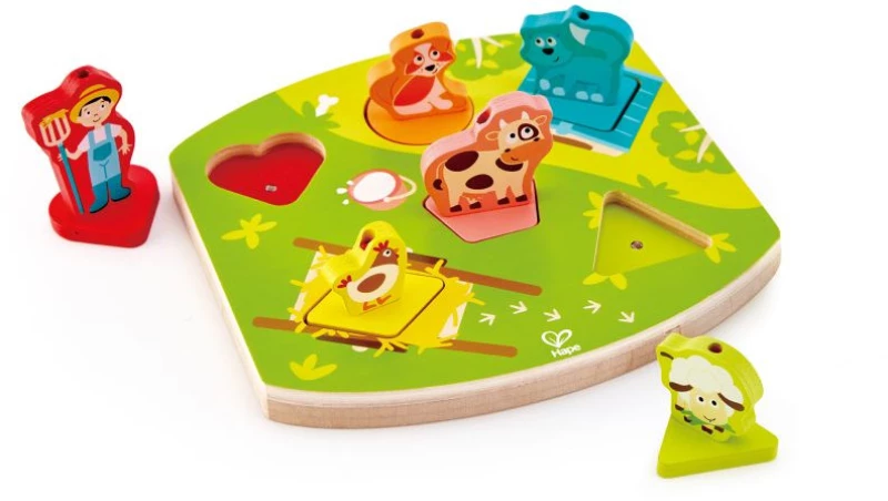 Ξύλινο Παζλ Hape Happy Puzzles Ζωάκια Φάρμας Με Ήχο