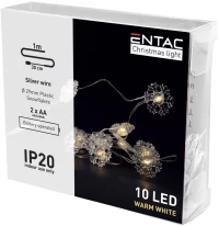 Entac Christmas Indoor Plastic Snowflake Light 10LED 3000K 1m 2AA excl.