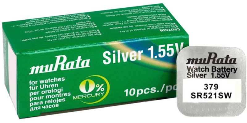 MURATA μπαταρία Silver Oxide για ρολόγια SR521SW  1.55V  No379  10τμχ