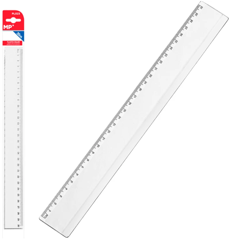 MP πλαστικός χάρακας PL023  30cm  διάφανος