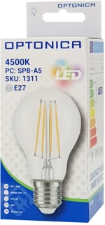 OPTONICA LED λάμπα A60 Filament 1311, 8W, 4500K, E27, 810lm