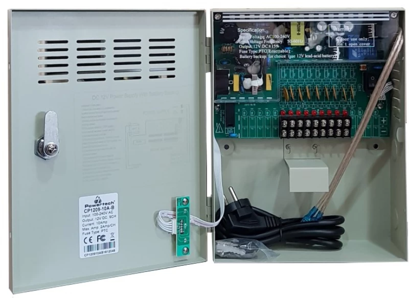POWERTECH τροφοδοτικό CP1209-10A-B για CCTV-Alarm, DC12V 10A, 9 κανάλια