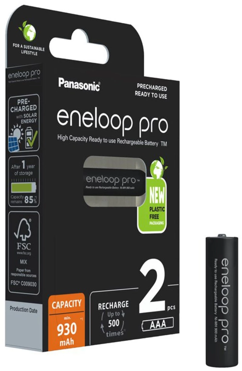 Μπαταρία Επαναφορτιζόμενη Panasonic eneloop pro BK-4HCDE/2BE 930 mAh size AAA Ni-MH 1.2V Τεμ. 2 New Package